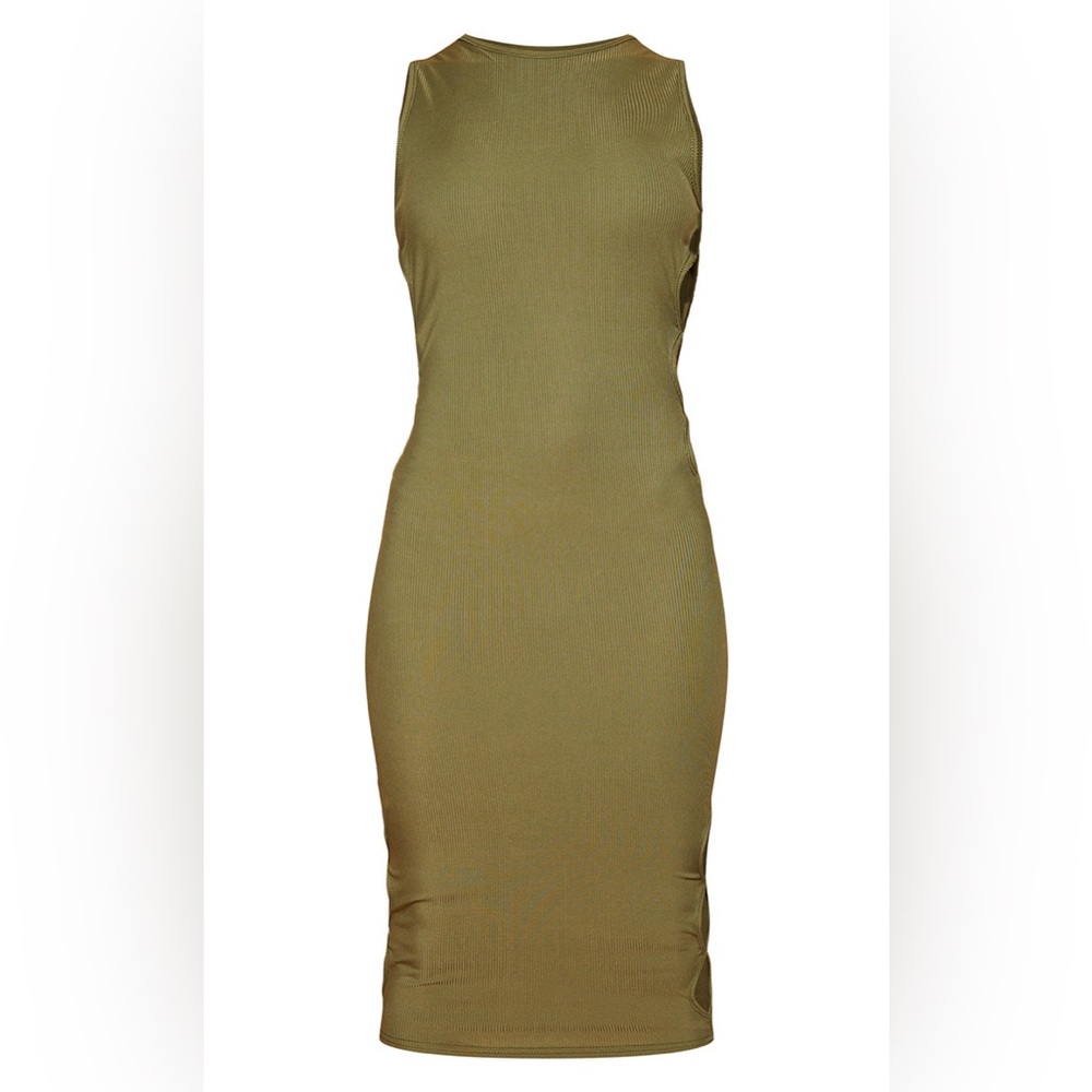 NWOT Khaki Cutout Midi Dress